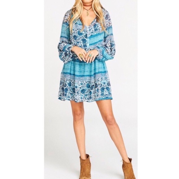 Show Me Your MuMu Dresses & Skirts - SMYM Sienna Swing Tunic Mini Dress in Blue Paisley